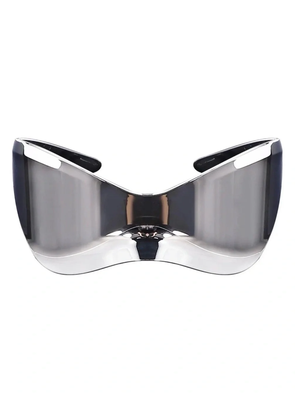 Futuristic Chrome Shield Visor Sunglasses | Festival Y2K Silver Mirror